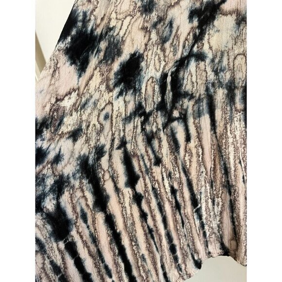 Tie Dye Floral Top M Brown Hi Lo Sequin Tassel Grunge Boho Biker Chic Funky 80s - Picture 8 of 13